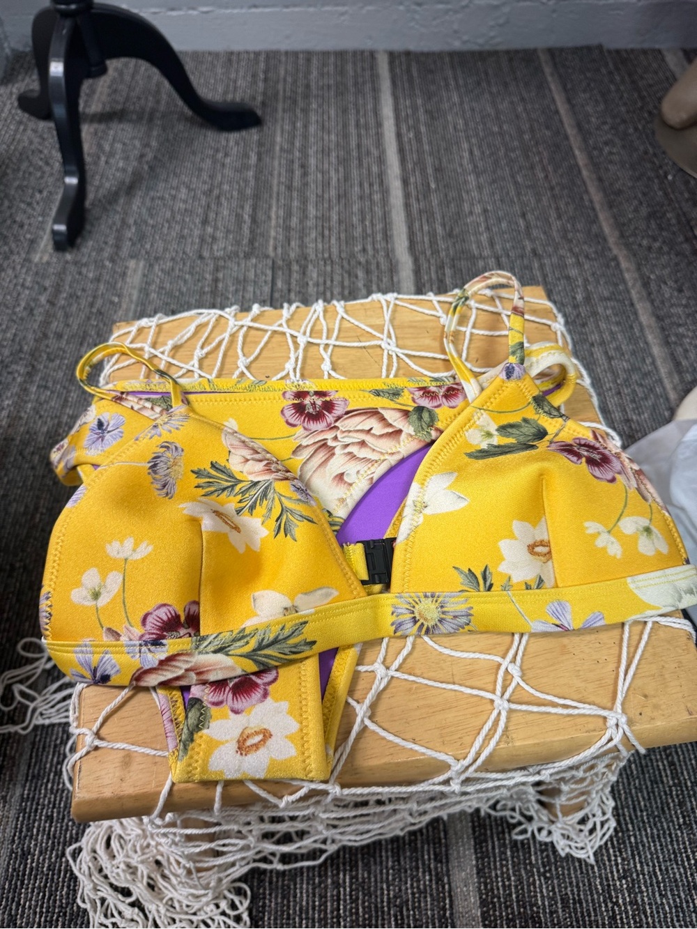 Triangl swimwear Yellow Floral  Bikini Sz Sm/Lg